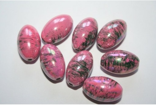 Perline Acrilico Rosa Ovalina 19X12mm - 12pz