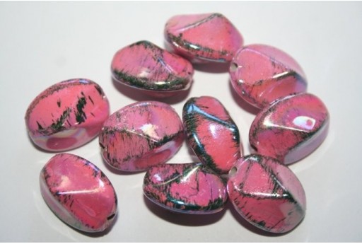 Perline Acrilico Rosa Ovalina Sfaccettata 18X15mm - 16pz