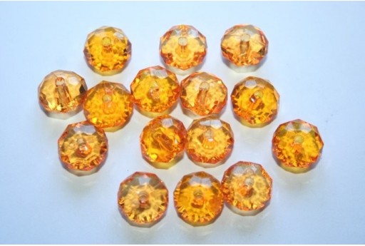 Perline Acrilico Trasparente Arancio Rondelle Sfaccettate 7x12mm - 30pz