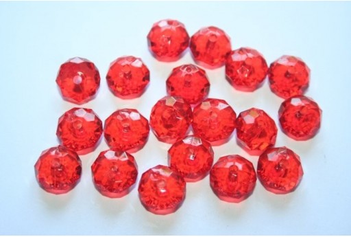 Perline Acrilico Trasparente Rosso Rondelle Sfaccettate 7x12mm - 30pz