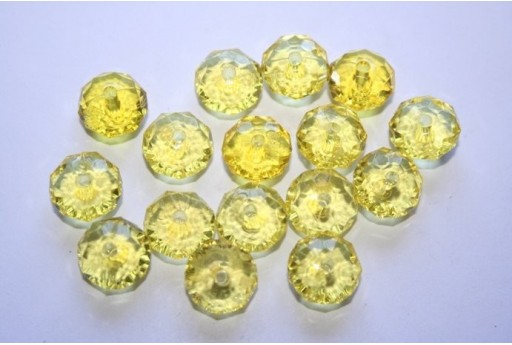 Perline Acrilico Trasparente Giallo Rondelle Sfaccettate 7x12mm - 30pz