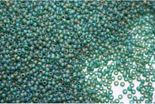 Perline Toho Round Rocailles 11/0, 10gr. Transparent-Rainbow Frosted Green Emerald Col.179F