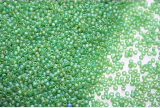 Perline Toho Round Rocailles 11/0, 10gr. Transparent-Rainbow Frosted Peridot Col.167F