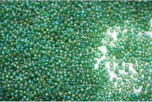 Perline Toho Round Rocailles 11/0, 10gr. Transparent-Rainbow Frosted Grass Green Col.167BF