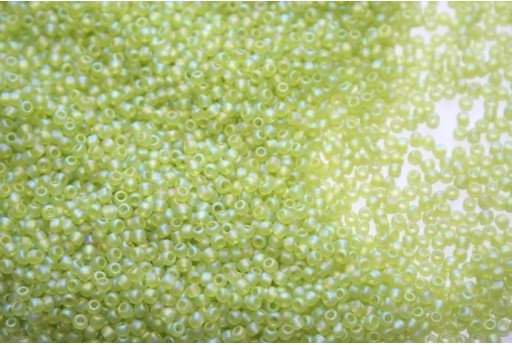 Perline Toho Round Rocailles 11/0, 10gr. Transparent-Rainbow Frosted Lime Green Col.164F