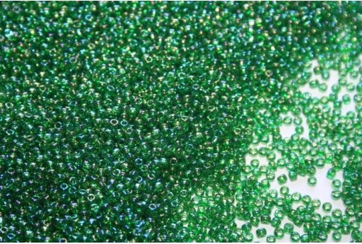 Perline Toho Round Rocailles 11/0, 10gr. Transparent-Rainbow Grass Green Col.167B