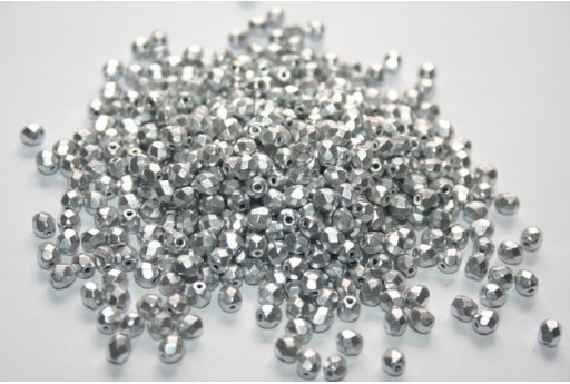 Perline Mezzi Cristalli Matte Metallic Aluminum