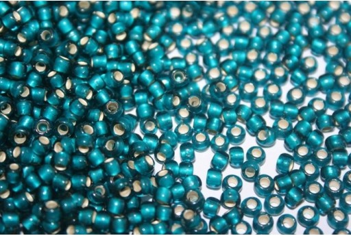 Perline Toho Round Rocailles 6/0, 10gr., Silver-Lined Frosted Teal Col.27BDF