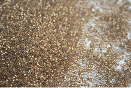 Perline Toho Round Rocailles 15/0, 10gr. Frosted Gold-Lined Crystal
