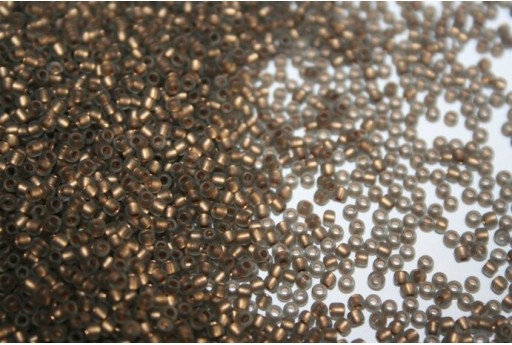 Perline Toho Round Rocailles 11/0, 10gr. Frosted Gold-Lined Black Diamond Col.999F