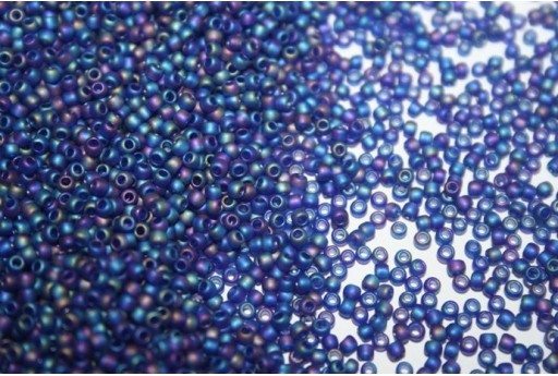 Perline Toho Round Rocailles 11/0, 10gr. Transparent-Rainbow-Frosted Cobalt Col.87DF