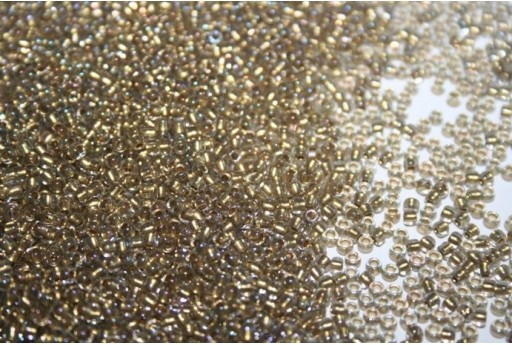Perline Toho Round Rocailles 11/0, 10gr. Inside-Color Crystal/Gold Lined Col.262