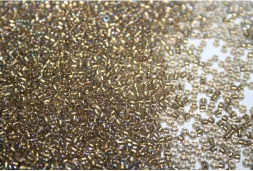 10gr Perline Rocailles Toho 11/0 Inside Color Gold Luster Crystal/Opaque Gray Col.266