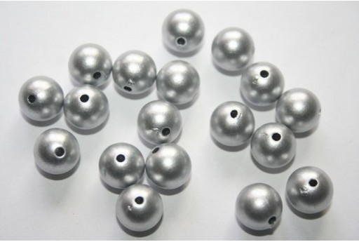 Perline Acrilico Argento Sfera 10mm - 18pz