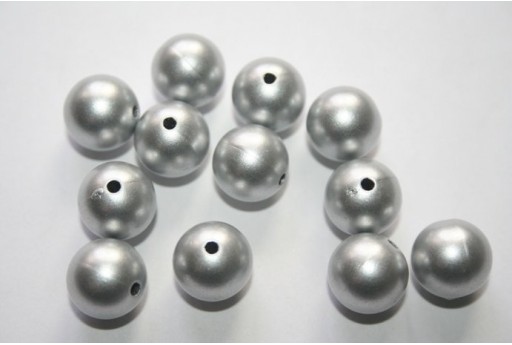 Perline Acrilico Argento Sfera 12mm - 14pz