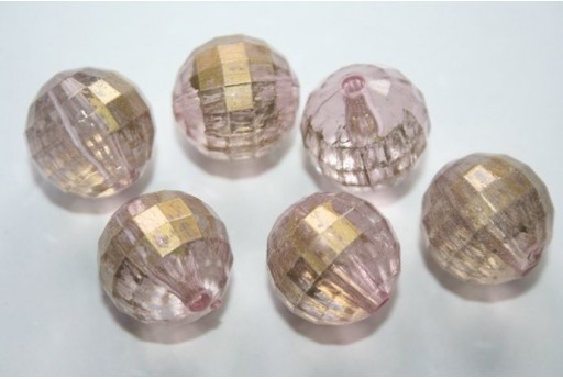 Perline Acrilico Rosa Oro Sfera Sfaccettata 18mm - 8Pz