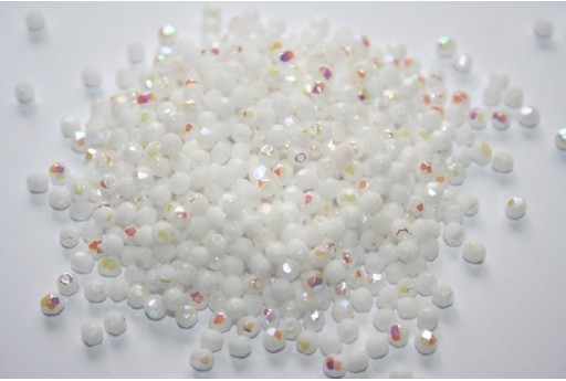 Perline Mezzi Cristalli Opaque White AB 3mm - 60pz