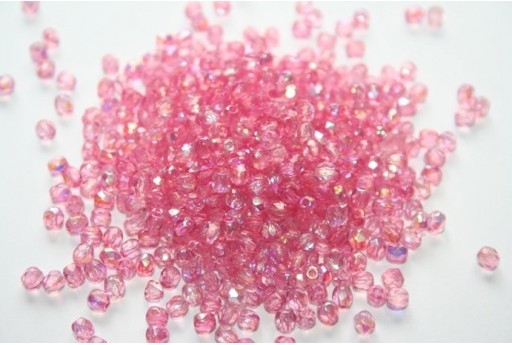 Perline Mezzi Cristalli Coated Milky Pink AB 3mm - 60pz