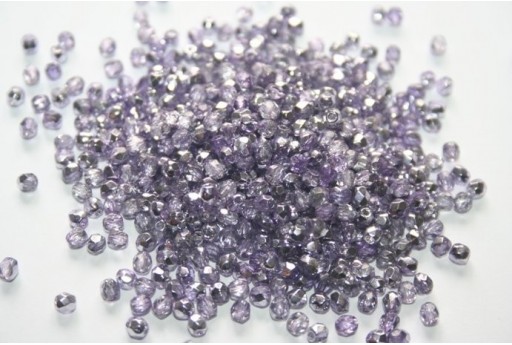 Perline Mezzi Cristalli Coated 1/2 Silver/Violet 3mm - 60pz