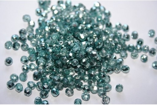 Perline Mezzi Cristalli Coated 1/2 Silver/Teal 4mm - 60pz