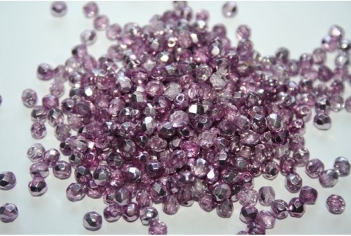 Perline Mezzi Cristalli Coated 1/2 Silver/Plum 4mm - 60pz