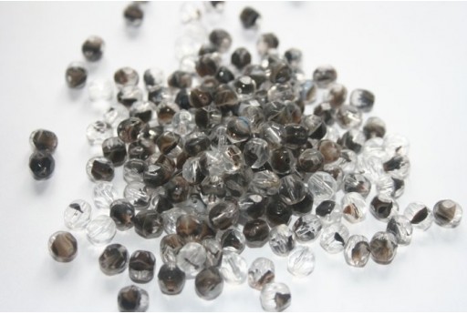 Perline Mezzi Cristalli Crystal/Dark Topaz 6mm - 30pz