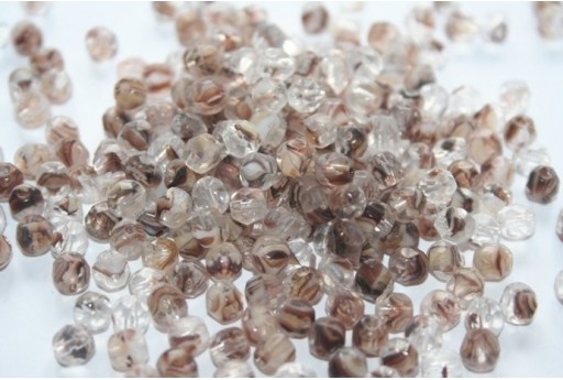Perline Mezzi Cristalli Crystal/Brown/White 6mm - 30pz