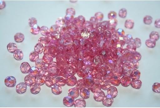 Perline Mezzi Cristalli Coated Milky Pink AB 6mm - 30pz