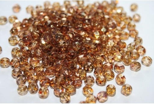 Perline Mezzi Cristalli 6mm, 30pz, Luster Transparent Gold/Smoky Topaz Col.LG00030