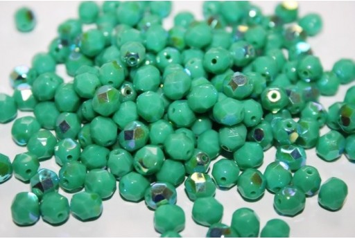 Perline Mezzi Cristalli 6mm, 30pz, Opaque-Turquoise AB Col.X63130