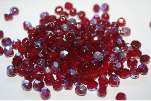 Perline Mezzi Cristalli 6mm, 30pz, Ruby AB Col.X90100