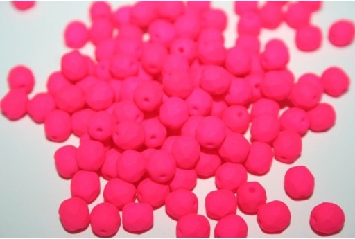 Perline Mezzi Cristalli 6mm, 30pz, Neon-Pink Col.25123AL