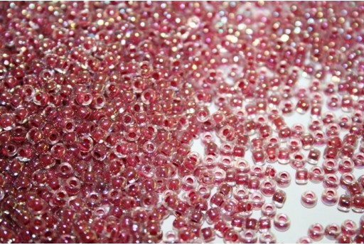 Perline Toho Round Rocailles 8/0, 10gr., Inside Color Rainbow Crystal/Strawberry Lined Col.771