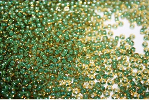 Perline Toho Round Rocailles 8/0, 10gr., Inside-Color Topaz/Mint Julep Lined Col.380
