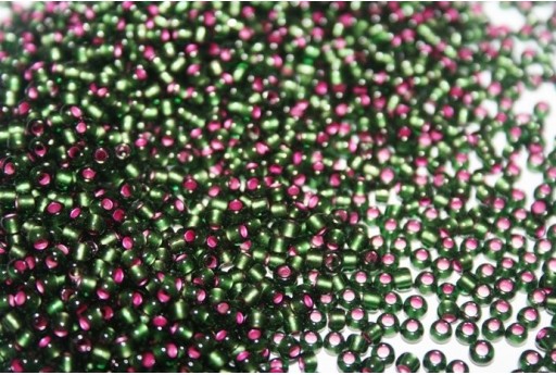 Perline Toho Round Rocailles 8/0, 10gr., Silver-Lined Frosted Olivine -Pink Lined Col.2204