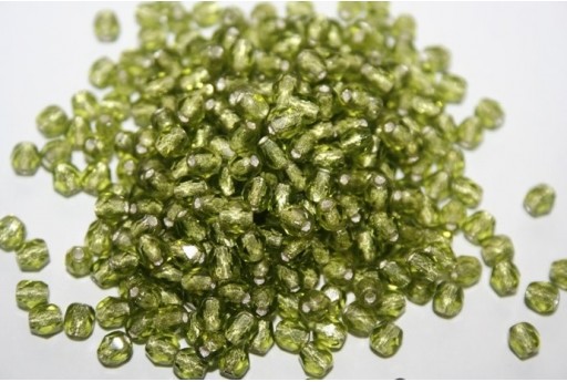 Perline Mezzi Cristalli Silver Lined Olivine