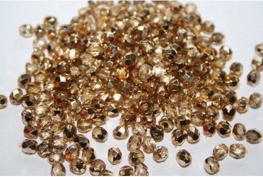 Perline Mezzi Cristalli Coated-Gold Crystal 4mm - 60pz