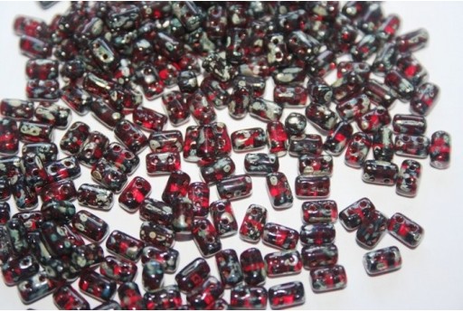 Perline Rulla 3x5mm, 10gr., Siam Ruby-Picasso Silver Col.TP90080