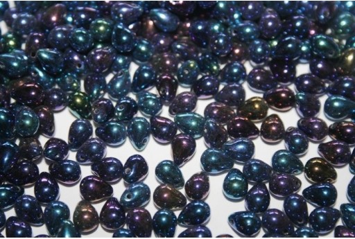 Perline Drops 5x7mm, 10gr, Iris Blue Col.21435JT