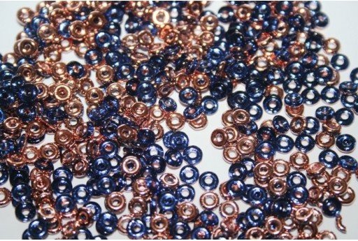 Perline O Bead 1x3,8mm, 5gr, Sapphire Capri Gold Col.3005027