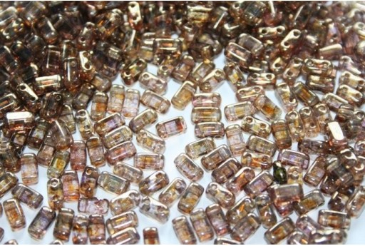 Perline Bricks CzechMates 3x6mm, 50Pz., Luster-Transparent Gold/Smoky Topaz Col.LG00030