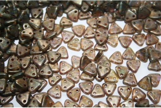 Perline CzechMates Triangle 6mm, 8gr., Aquamarine-Copper Picasso Col.MLG60010