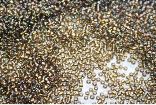 10gr Perline Rocailles Toho 11/0 Inside Color Gold Luster Crystal/Opaque Gray Col.266