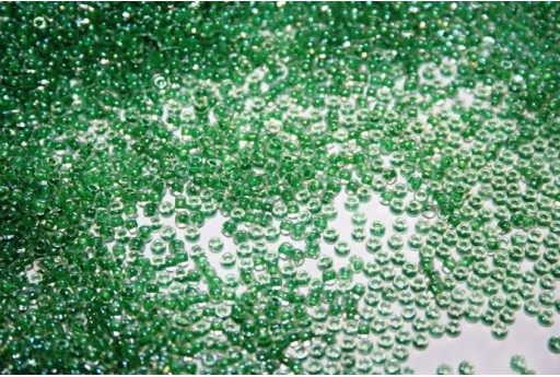 Perline Toho Round Rocailles 11/0, 10gr. Inside-Color Crystal/Shamrock Lined Col.187