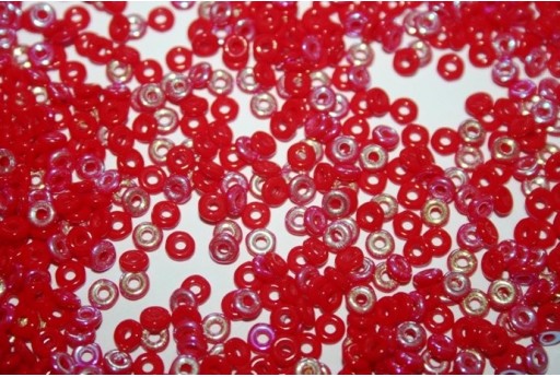 Perline O Bead 1x3,8mm, 5gr, Opaque Red AB Col.28701