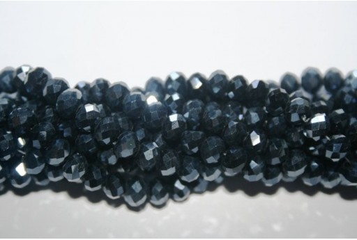Chinese Crystal Beads Faceted Rondelle Luster Black 6x4mm - 90pz