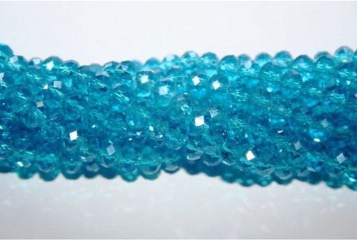 Perline Vetro Rondella Sfaccettata Aqua 6x4mm - 90pz