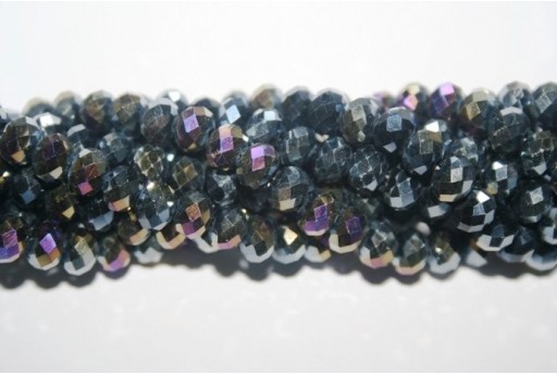 Chinese Crystal Beads Faceted Rondelle Grey AB 6x4mm - 90pz