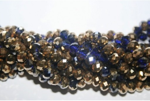 Chinese Crystal Beads Faceted Rondelle Gold/Violet 6x4mm - 90pcs
