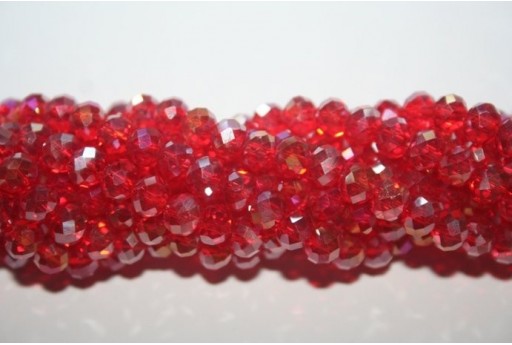 Chinese Crystal Beads Faceted Rondelle Red AB 6x4mm - 90pcs